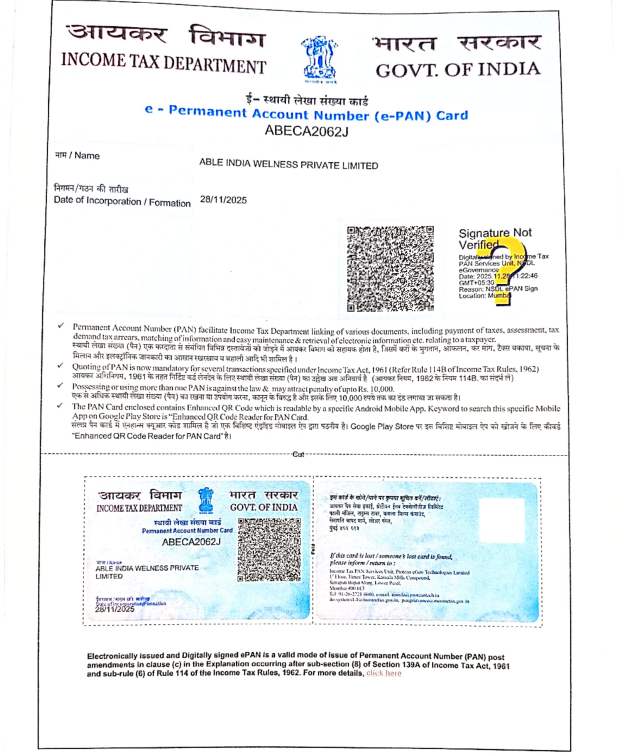  Able India Welness Private Limited